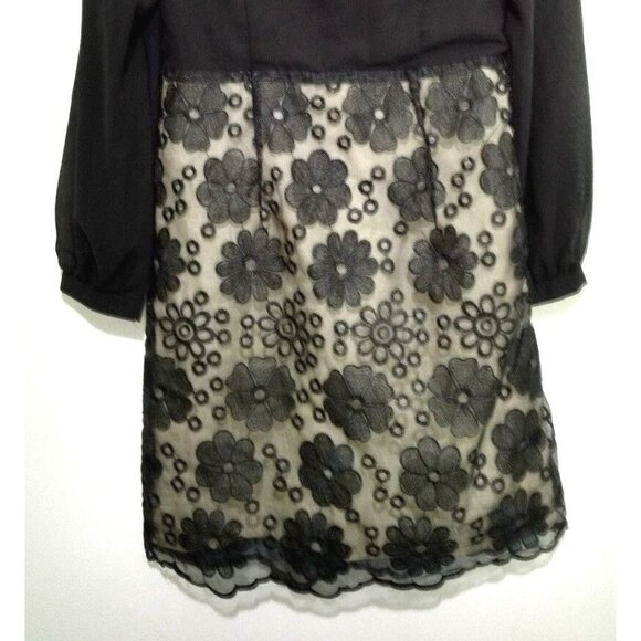 Semi Formal Black Dress M Medium Dark Feminine Frilly Floral Design - Picture 6 of 11